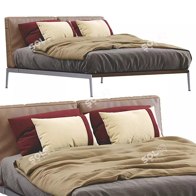 Sleek Lifesteel Bed by Flexform 3D model image 1