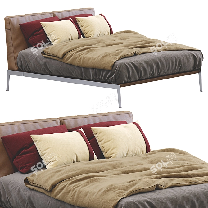 Sleek Lifesteel Bed by Flexform 3D model image 3