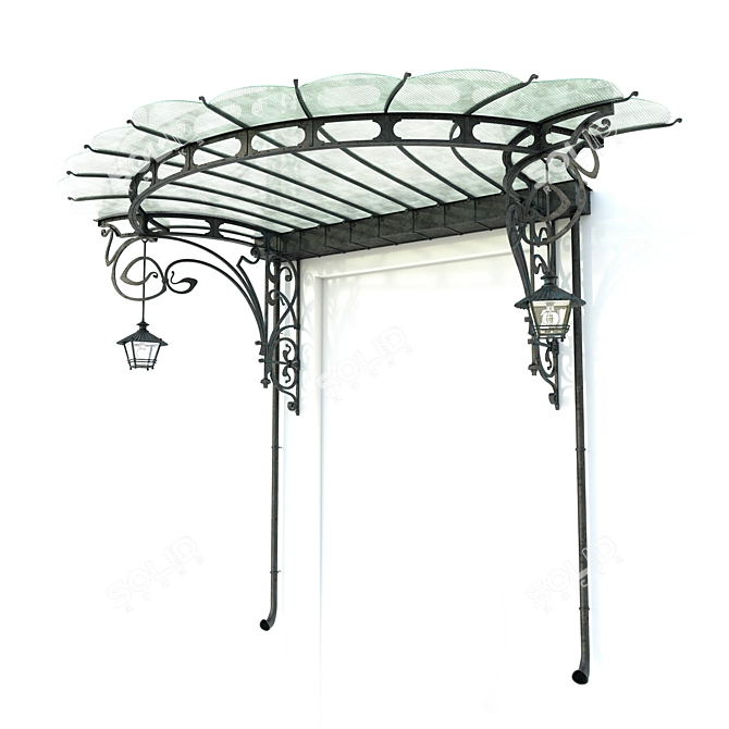 Elegance Unveiled: Wrought-Iron Canopy 3D model image 1