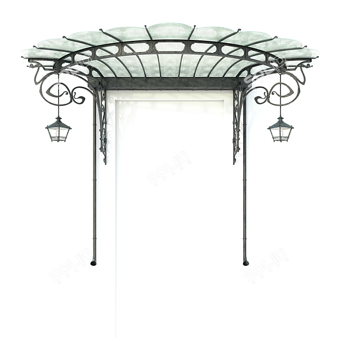 Elegance Unveiled: Wrought-Iron Canopy 3D model image 2