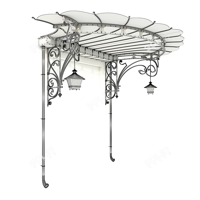 Elegance Unveiled: Wrought-Iron Canopy 3D model image 4