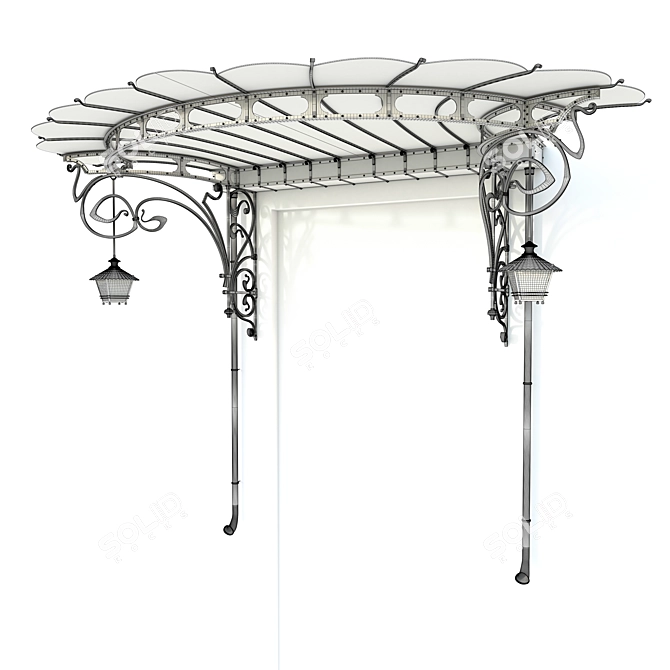 Elegance Unveiled: Wrought-Iron Canopy 3D model image 5