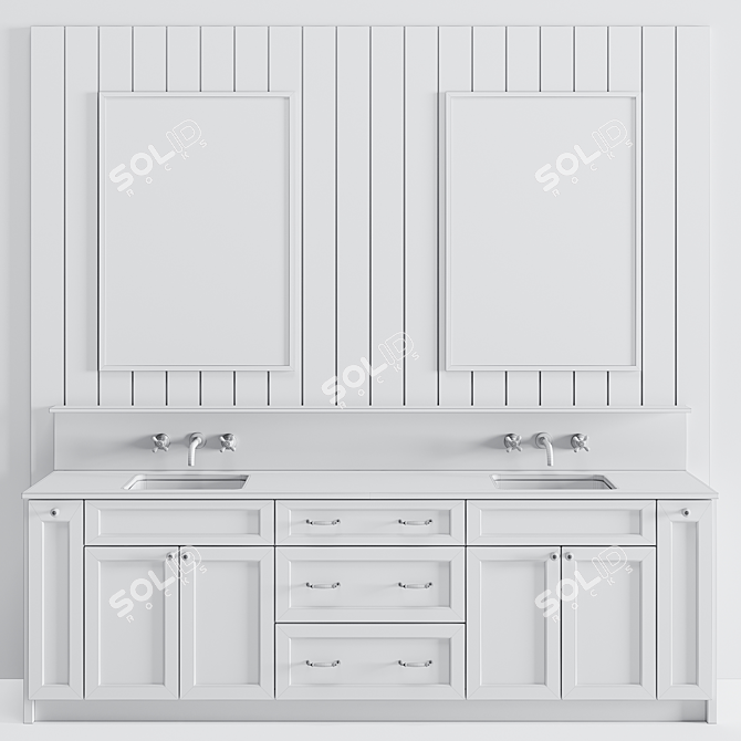 Modern Bathroom Furniture Set 3D model image 2