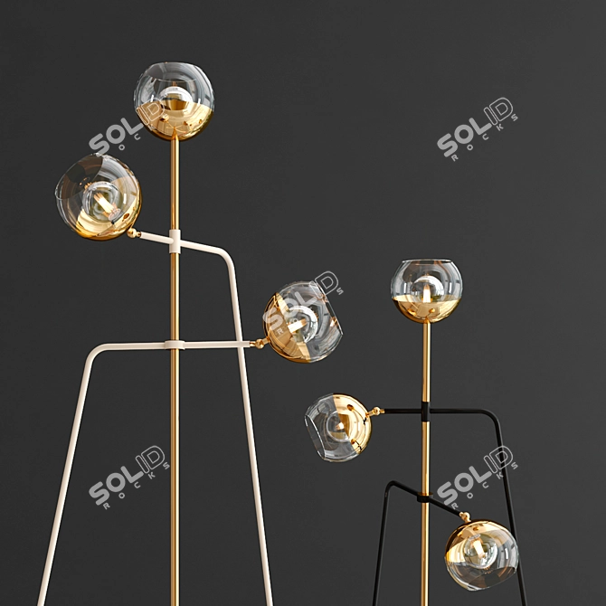 Sleek Black Widow Brass Floor Lamp 3D model image 5