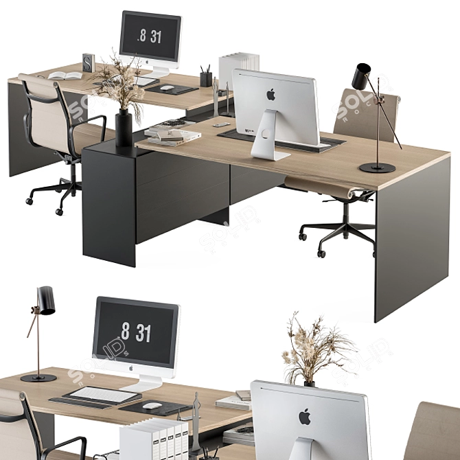 Elegant Office Furniture Set 3D model image 1
