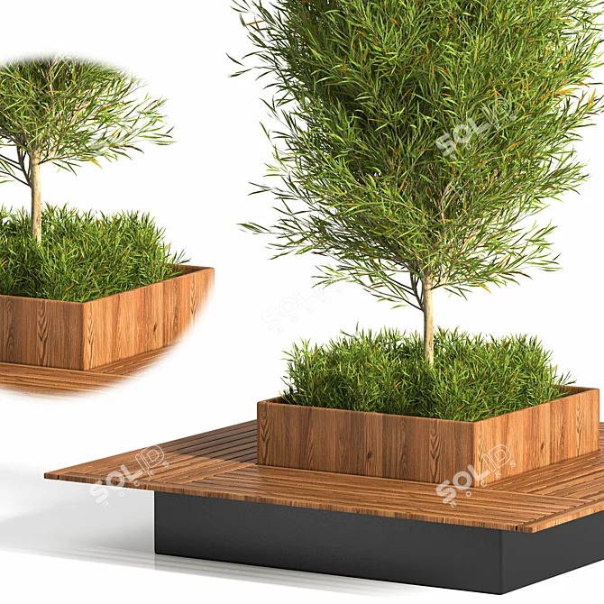 Nature-inspired Park Bench Table 3D model image 2