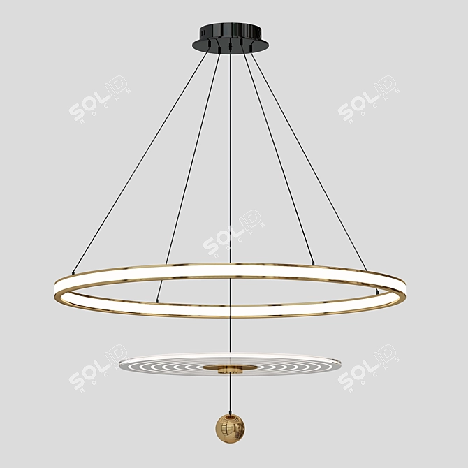 Illuminating Elegance: LED Ring Chandelier 3D model image 1