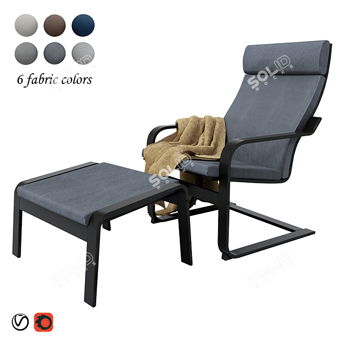 Cozy & Stylish POÄNG Armchair 3D model image 1