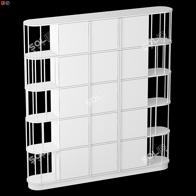 Elegant Glass Door Shelving 3D model image 2