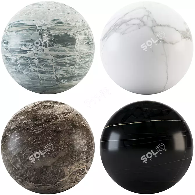 Marble Collection: Orobico, Sahara Noir, Gray, Nil White 3D model image 1