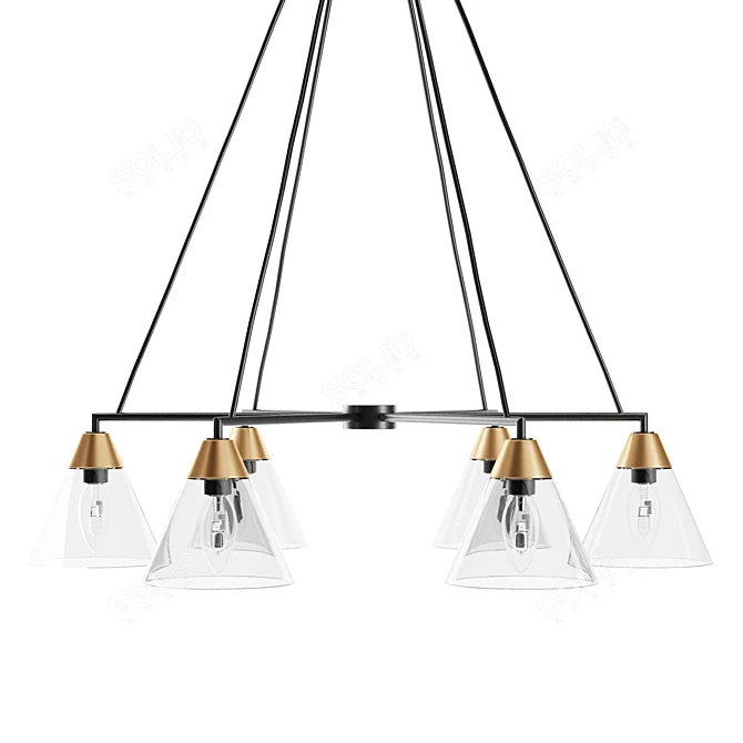 Rustic Flared Glass Chandelier 3D model image 1