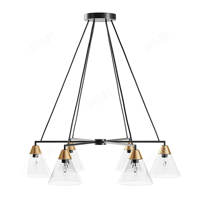 Rustic Flared Glass Chandelier 3D model image 2