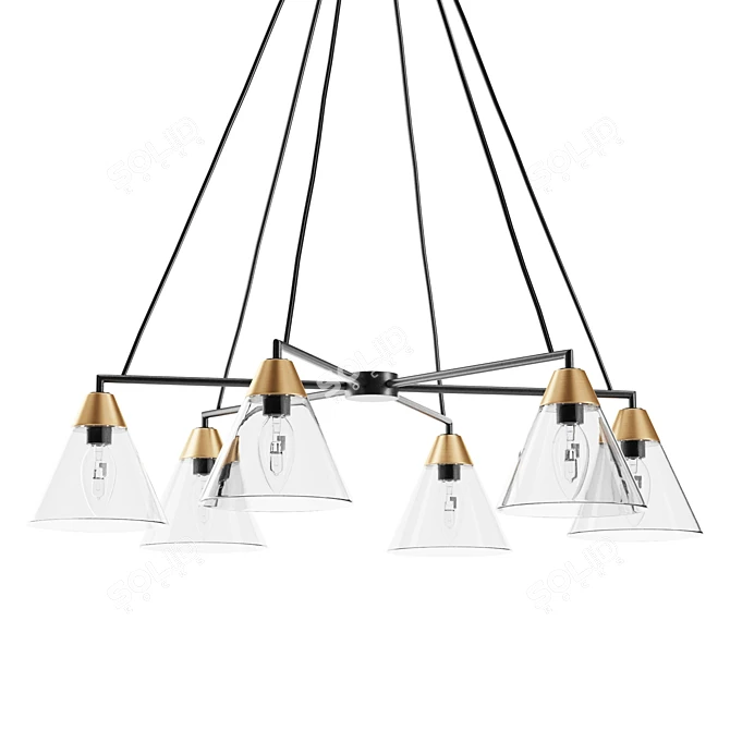 Rustic Flared Glass Chandelier 3D model image 3