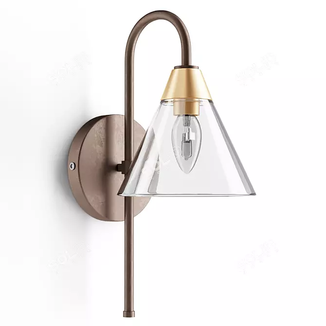 Modern Rustic Flared Glass Sconce 3D model image 1