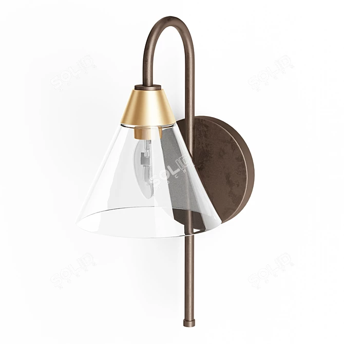 Modern Rustic Flared Glass Sconce 3D model image 3