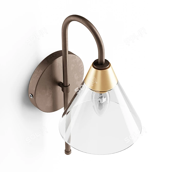 Modern Rustic Flared Glass Sconce 3D model image 4