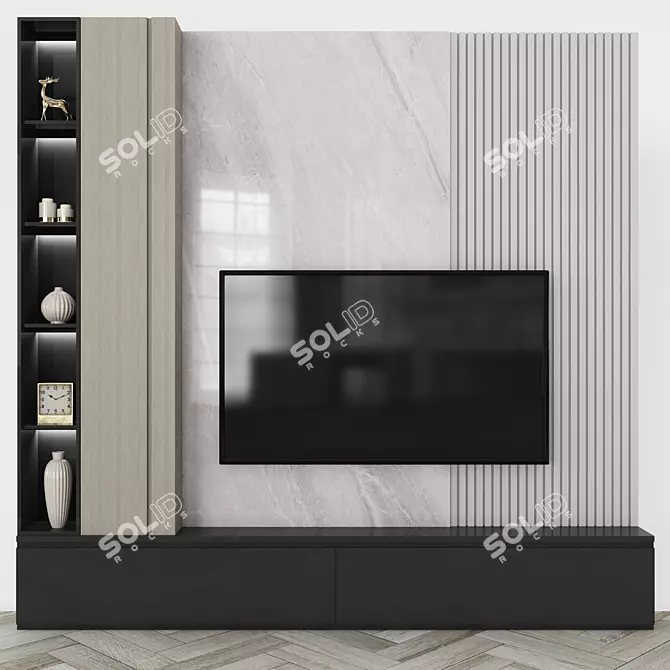 Modern TV Wall Unit 65 3D model image 1