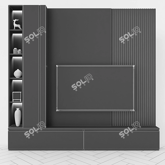 Modern TV Wall Unit 65 3D model image 4