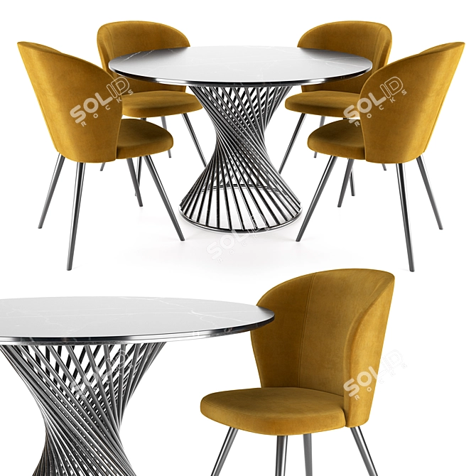 Minimalist Odri Chair and Tornado Table 3D model image 1