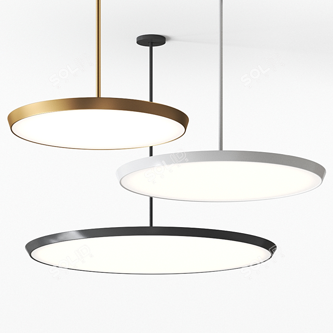 Sleek Circular Pendant Lamp 3D model image 1