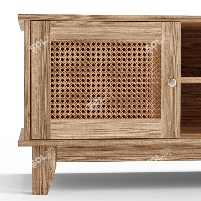 Boho Woven Rattan Media Console 3D model image 5