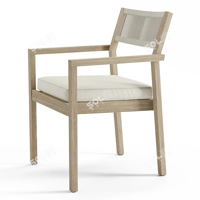 Mahogany Rope Dining Chair: Coastal-inspired Elegance 3D model image 2