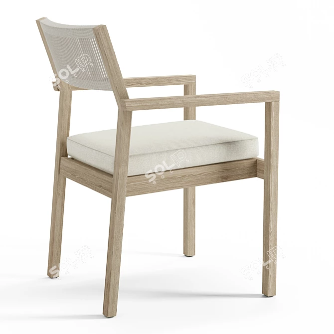 Mahogany Rope Dining Chair: Coastal-inspired Elegance 3D model image 3