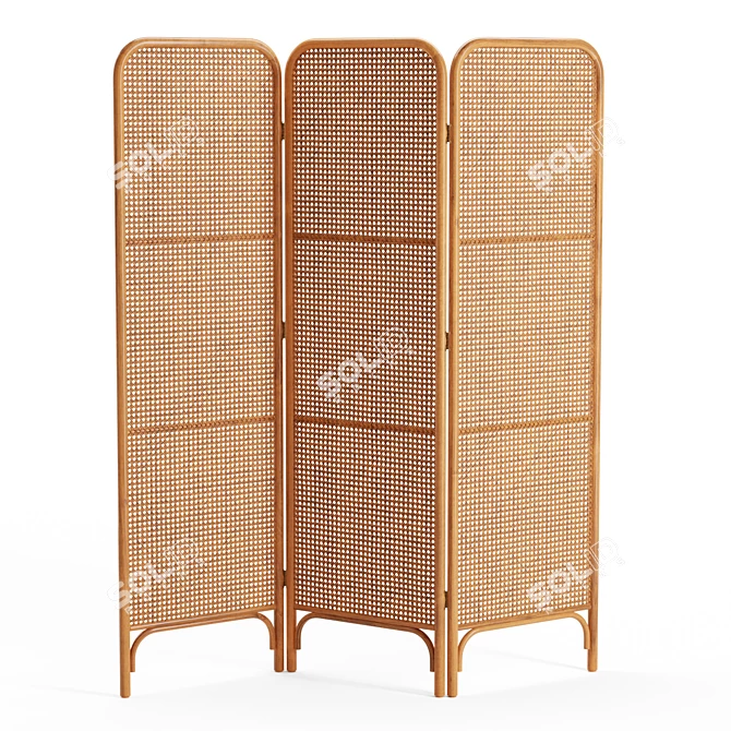 Ria Rattan Room Divider: Boho-Inspired and Functional 3D model image 2