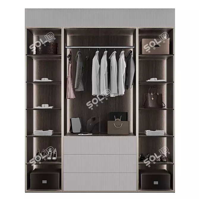 Elegant Tall Wardrobe 3D model image 1