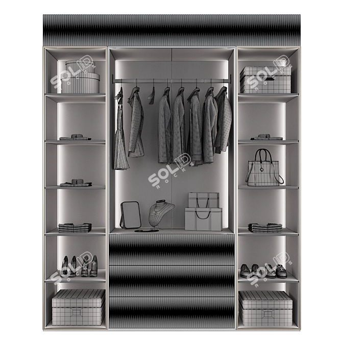 Elegant Tall Wardrobe 3D model image 2