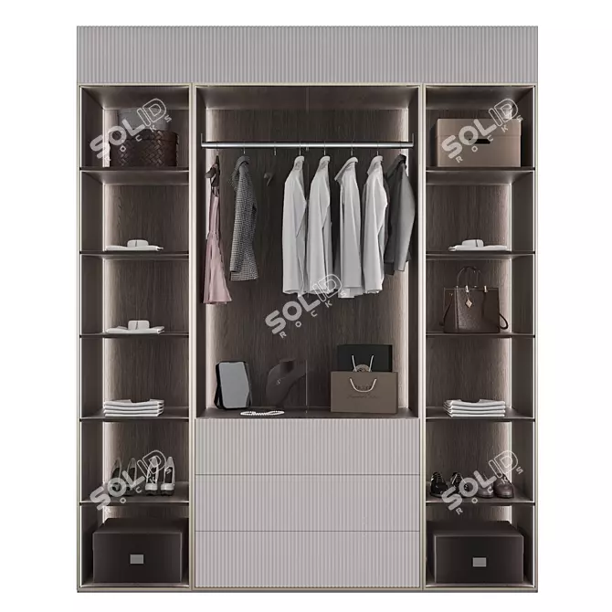 Elegant Tall Wardrobe 3D model image 3