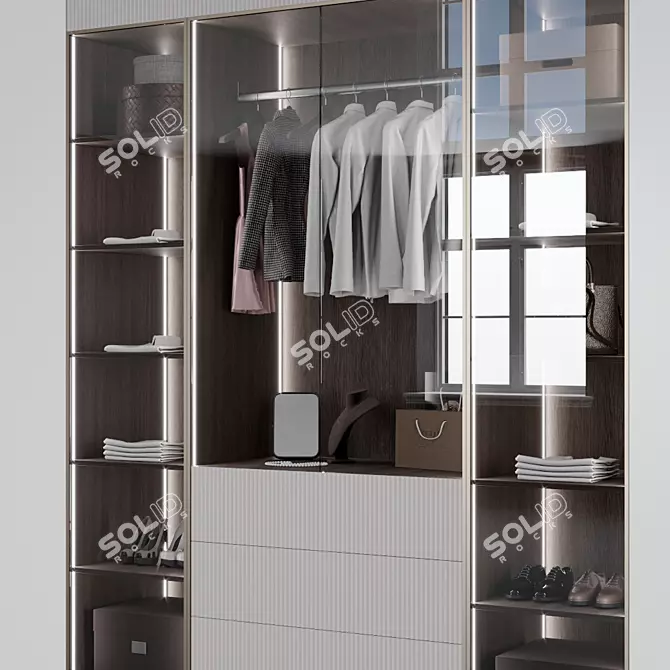 Elegant Tall Wardrobe 3D model image 4