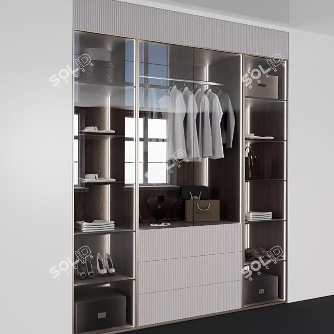 Elegant Tall Wardrobe 3D model image 6