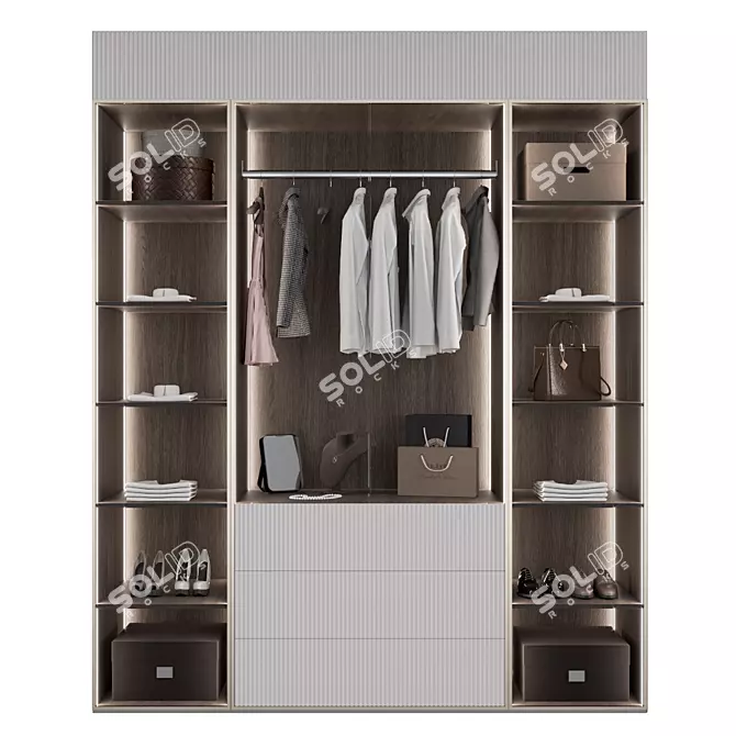 Elegant Tall Wardrobe 3D model image 8