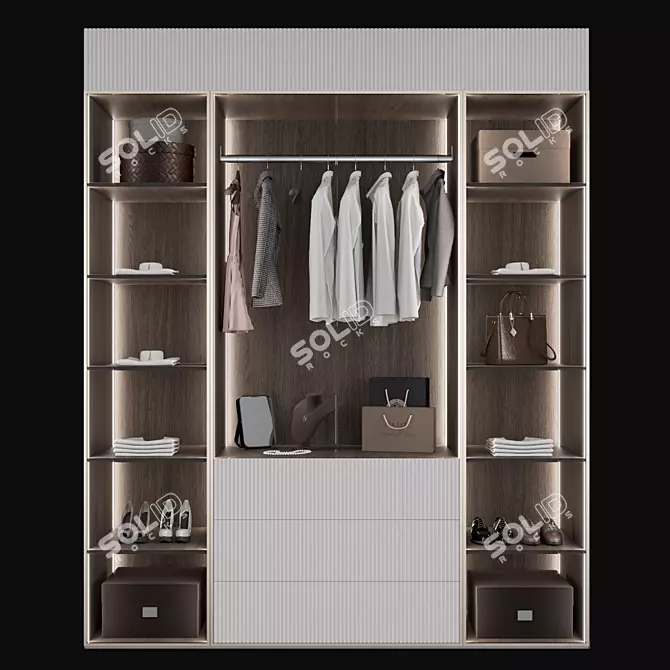 Elegant Tall Wardrobe 3D model image 9