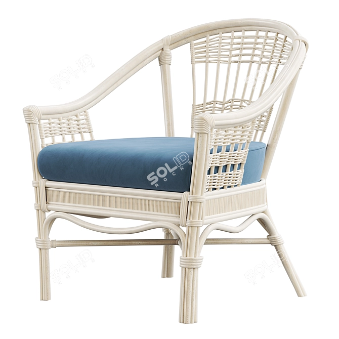 White Rattan Table Set 3D model image 5