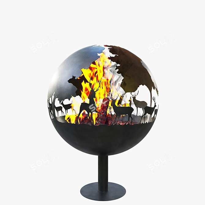 3D Fireplace Deer Model 3D model image 1