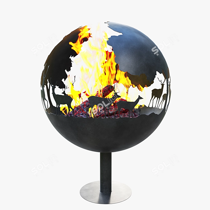 3D Fireplace Deer Model 3D model image 3