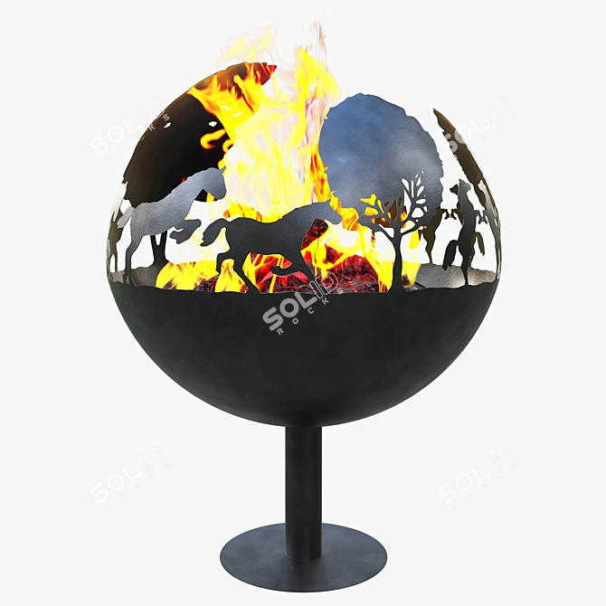 Modern Fireplace with 3D Fire 3D model image 8