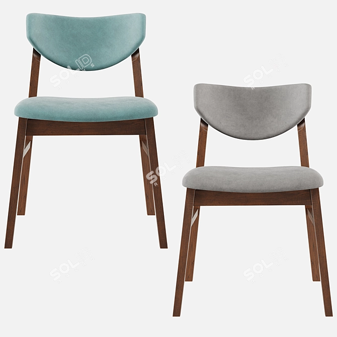 RAGNAR Stool: Stylish Fabric and Wood Chair 3D model image 3