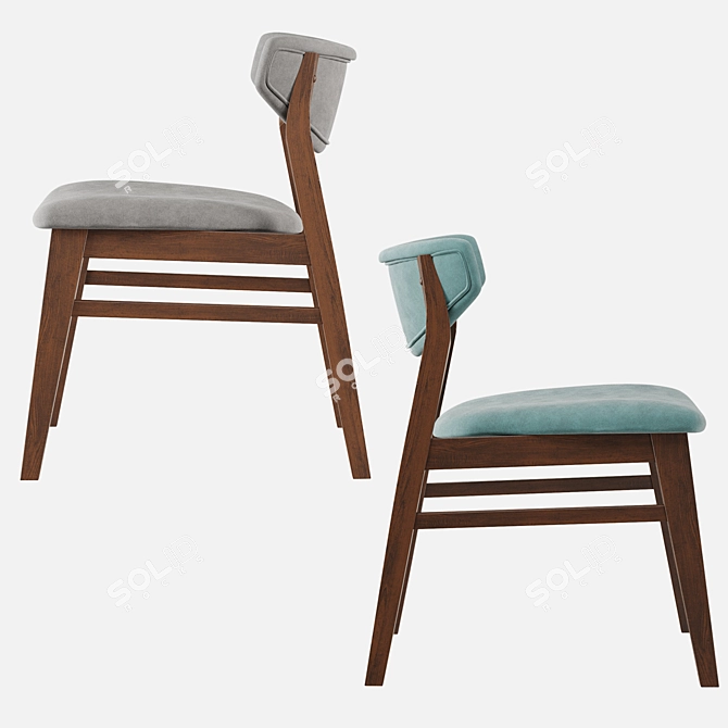 RAGNAR Stool: Stylish Fabric and Wood Chair 3D model image 4