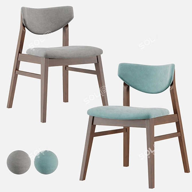 RAGNAR Stool: Stylish Fabric and Wood Chair 3D model image 7