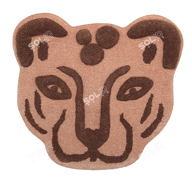 Leopard Head Tufted Rug 3D model image 1