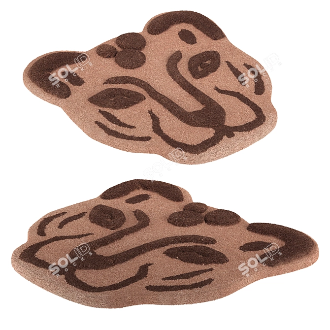 Leopard Head Tufted Rug 3D model image 2