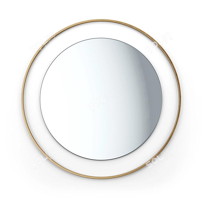 Luxury Round Hanging Mirror with Decorative Metal Frame and Built-in Lighting 3D model image 1