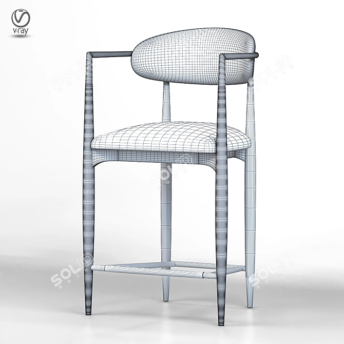 Sleek Metal and Fabric Jagger Barstool 3D model image 5
