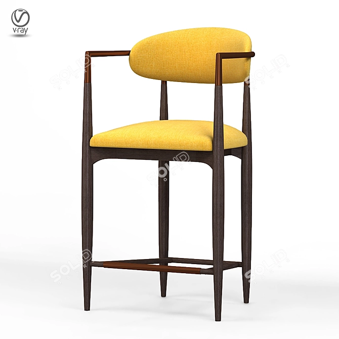 Sleek Metal and Fabric Jagger Barstool 3D model image 6
