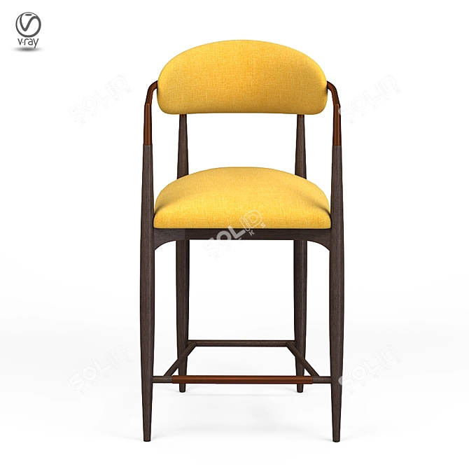 Sleek Metal and Fabric Jagger Barstool 3D model image 7