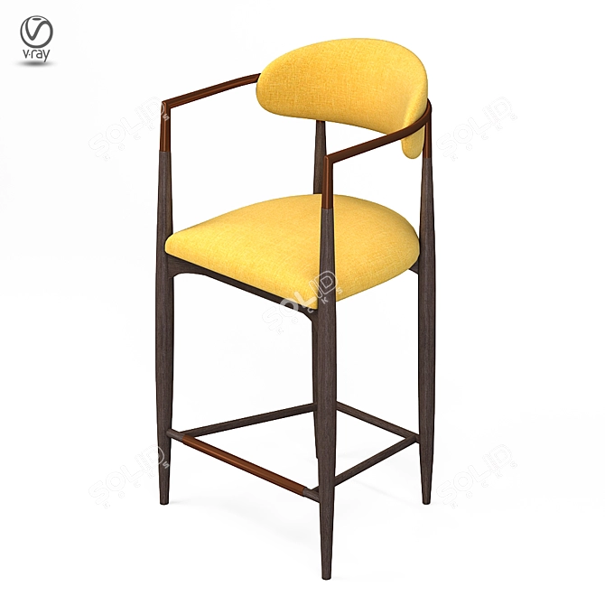 Sleek Metal and Fabric Jagger Barstool 3D model image 9