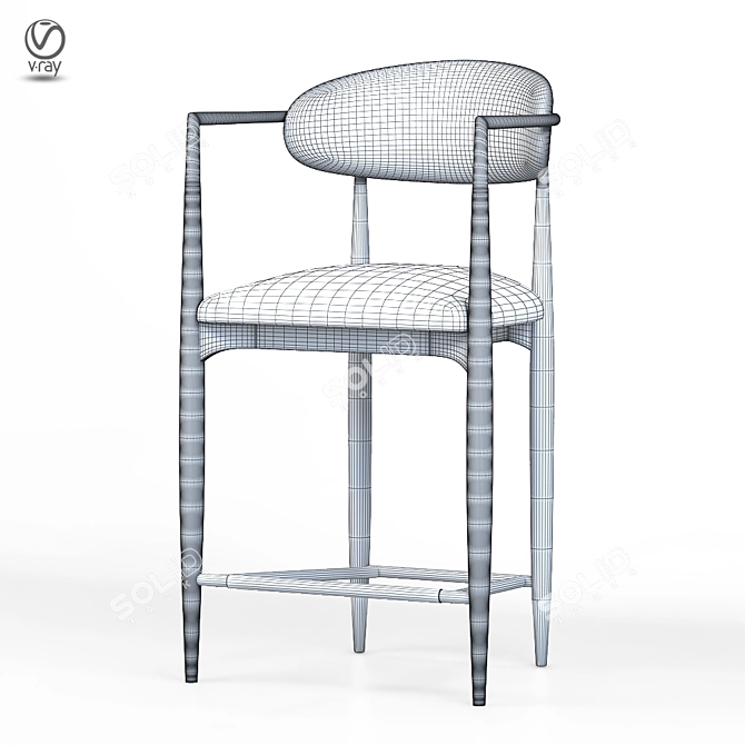 Sleek Metal and Fabric Jagger Barstool 3D model image 10